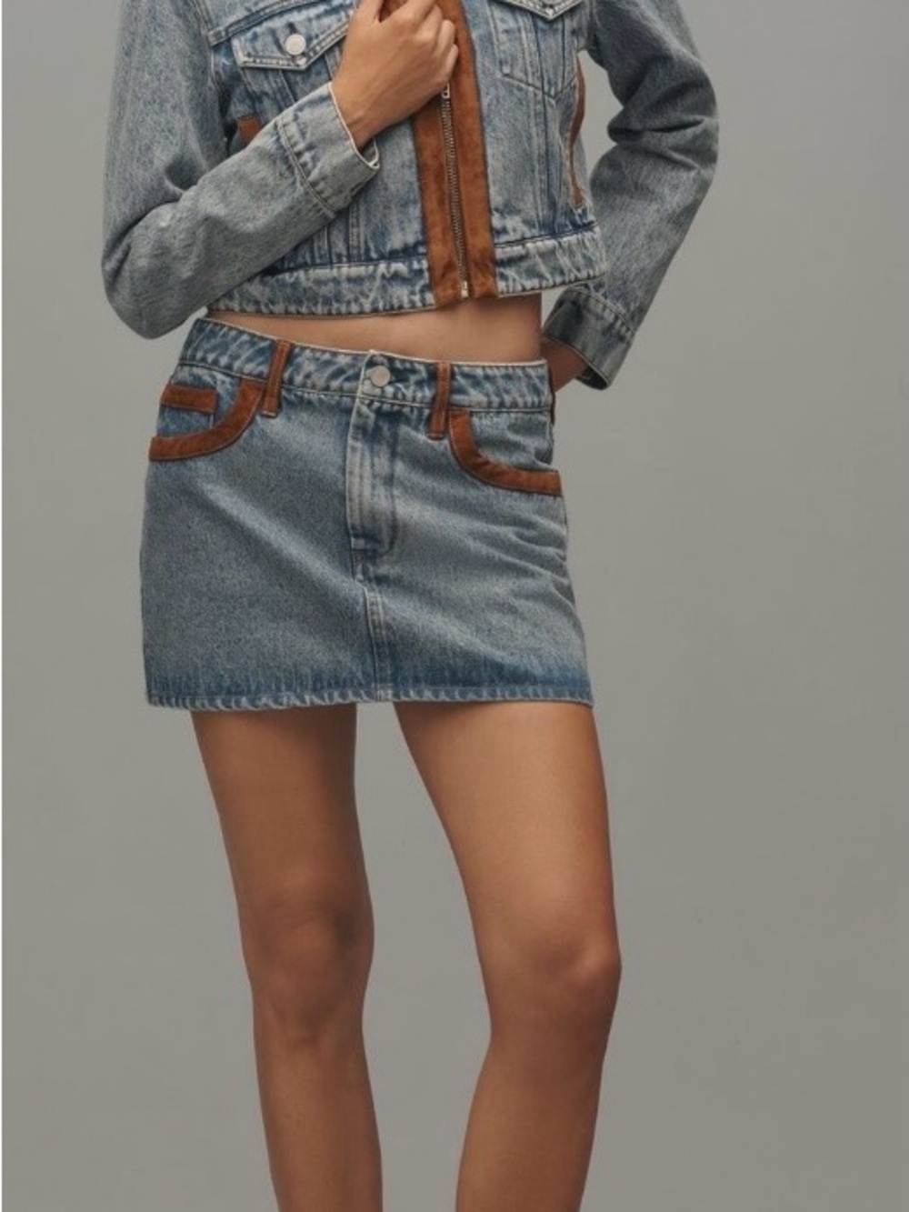 New Anthropologie Blank NYC Rodeo Dr Jean Jacket and Mini Skirt